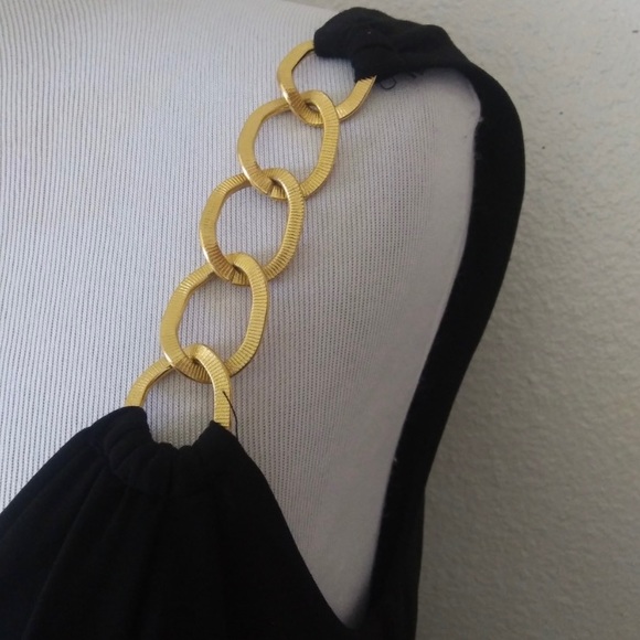 RONNI NICOLE gold chain detail sleeveless black dress women Size 8 - Picture 2 of 10